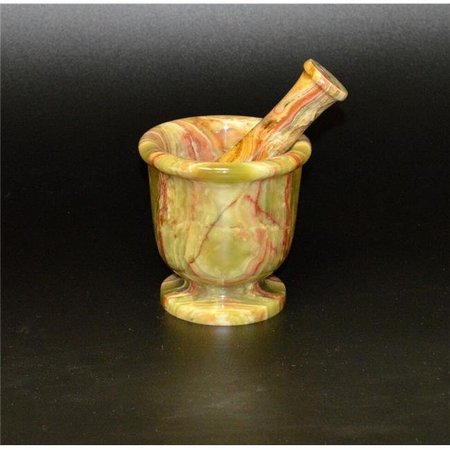 MARBLE CRAFTER Marble Crafter MO96B-WG 4 in. Classic Style Mortar & Pestle Set; Whirl Green Onyx MO96B-WG